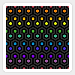 Geometric Pattern: Looped Hexagons: Rainbow Dark Sticker